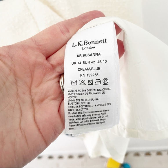 LK Bennet ivory tweed midi dress size 10 - Picture 6 of 7